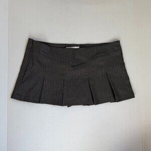 Almost Famous Black Pinstripe Skirt with Pleated Ruffle